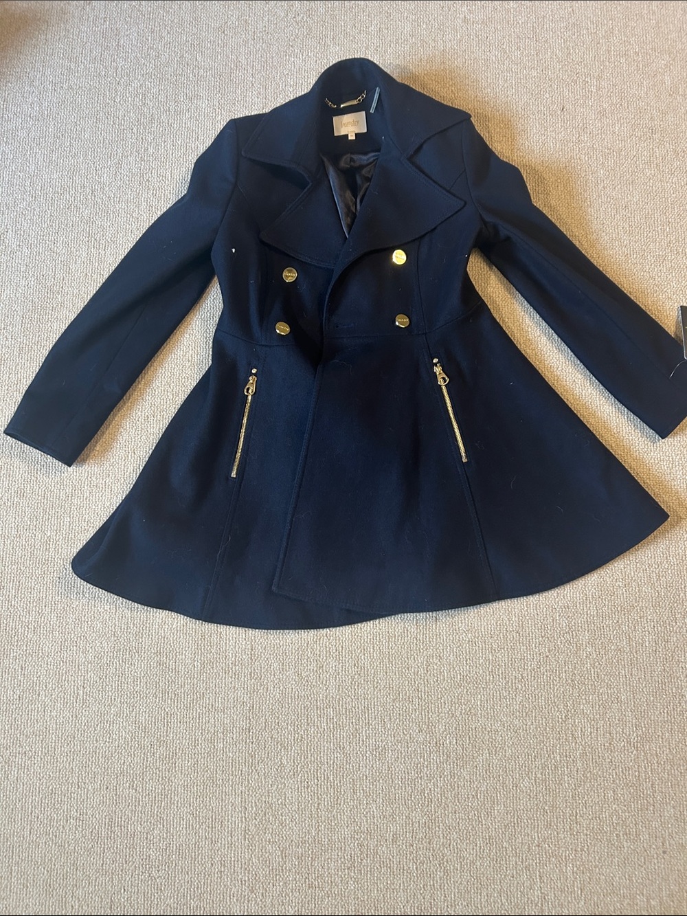 NWT laundry by Shelli Segal Navy coat